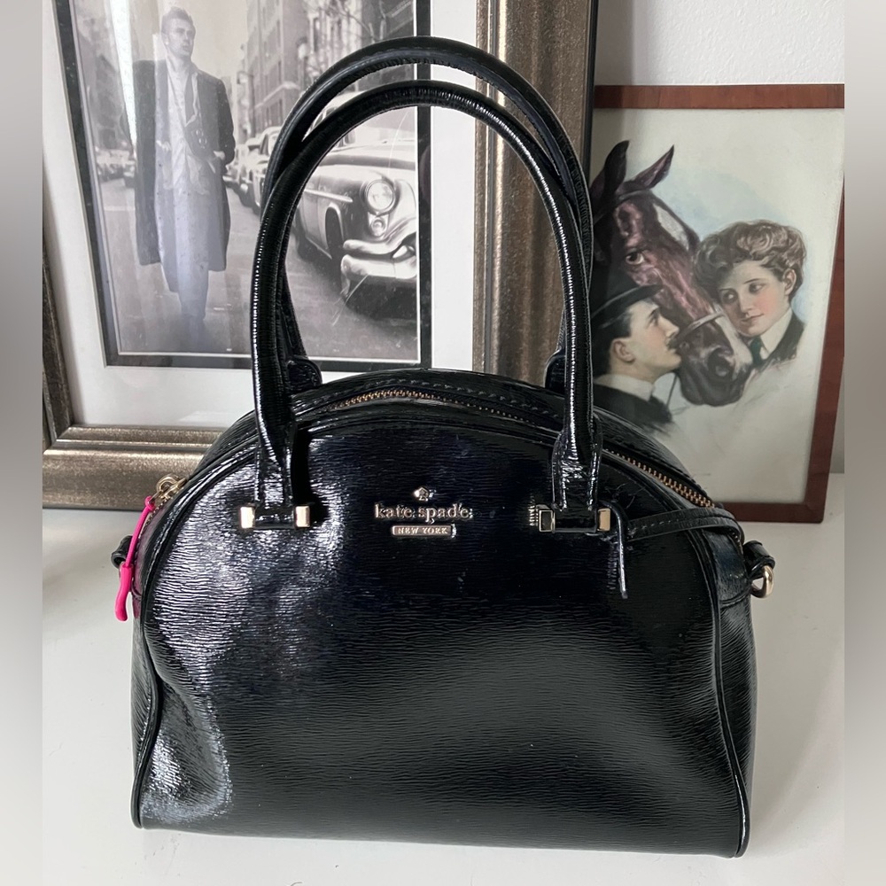 Kate Spade black patent leather dome satchel